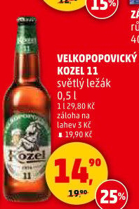 Pivo světlý ležák 11° Medium Velkopopovický Kozel
