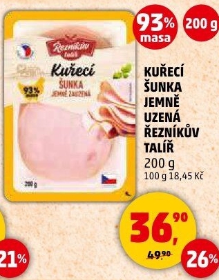 Šunka kuřecí jemně uzená Řezníkův talíř