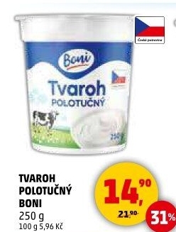 Tvaroh polotučný Boni