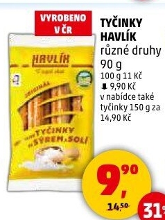 Tyčinky trvanlivé se sýrem a solí Havlík