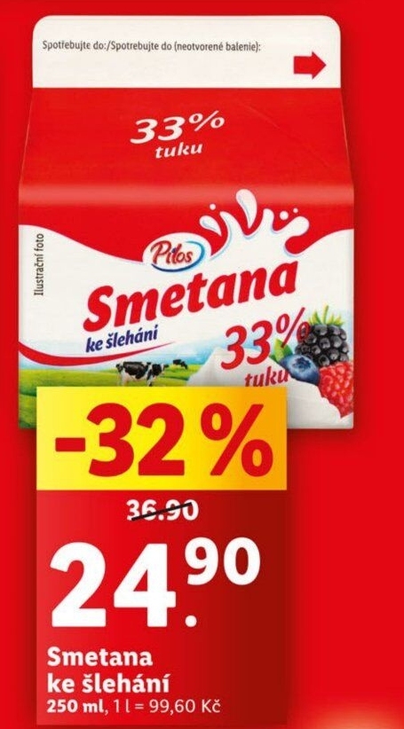 Smetana ke šlehání Pilos 33% - Lidl akcniletaky.com