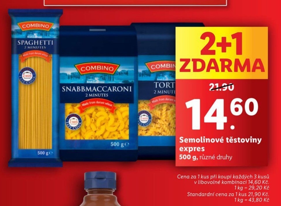 Těstoviny semolinové 2 Minutes Combino