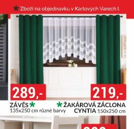 ZÁVĚS 135x250 cm různé barvy