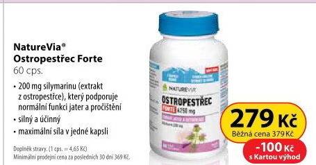 Doplněk stravy Ostropestřec Forte Swiss NatureVia