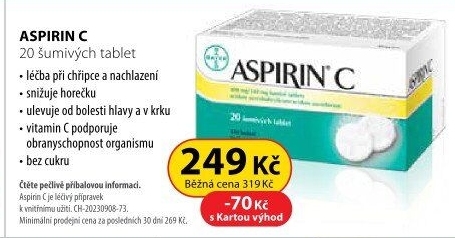 Šumivé tablety proti chřipce a nachlazení Aspirin C Bayer