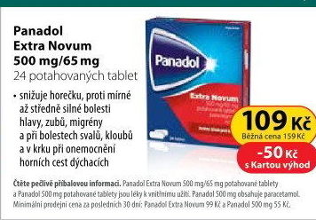 Tablety proti bolesti Extra Novum Panadol