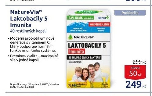 NatureVia Laktobacily 5 Imunita 40 rostlinných kapslí