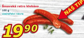 Klobása šumavská retro Uzenářství Vávra