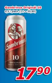 Pivo světlé výčepní Originál 10° Gambrinus
