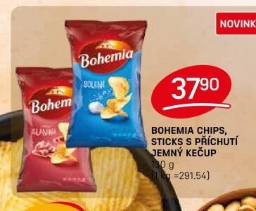 BOHEMIA CHIPS, STICKS S PŘÍCHUTÍ JEMNÝ KEČUP