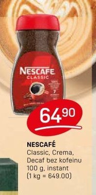 NESCAFÉ Classic, Crema, Decaf bez kofeinu