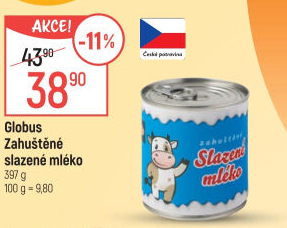 Mléko zahuštěné slazené Globus