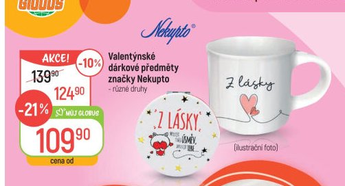 Valentýnské dárkové předměty značky Nekupto