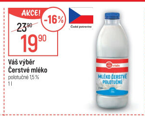 Mléko čerstvé Váš Výběr- 1,5% polotučné