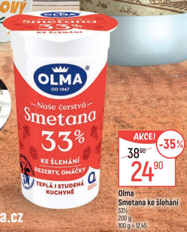 Smetana ke šlehání Olma 33%