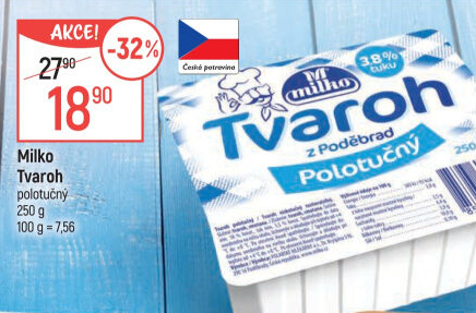 Tvaroh polotučný z Poděbrad Milko