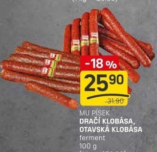 Dračí klobása Maso uzeniny Písek