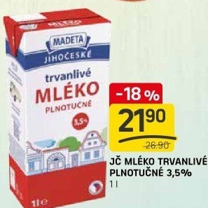 Mléko trvanlivé Jihočeské Madeta - 3,5% plnotučné