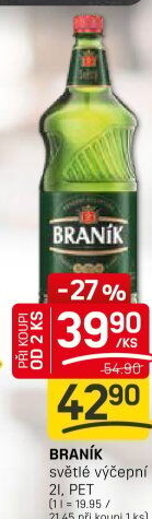 Pivo světlé výčepní 10° Braník