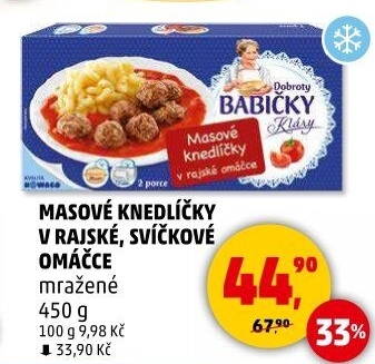 Knedlíčky masové v rajské omáčce mražené Dobroty babičky Kláry
