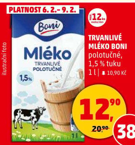 Mléko trvanlivé Boni - 1,5% polotučné