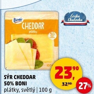 Sýr Cheddar 50% Boni