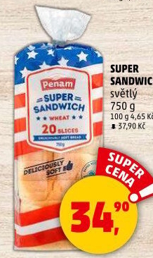 Toustový chléb supersendvič Penam