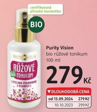 Růžové tonikum bio Purity Vision
