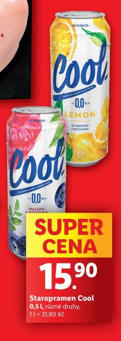 Nealkoholické pivo ochucené Staropramen Cool