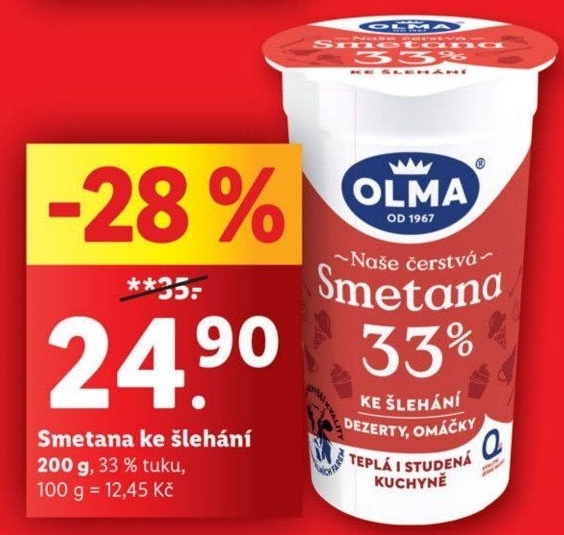 Smetana ke šlehání Olma 33%