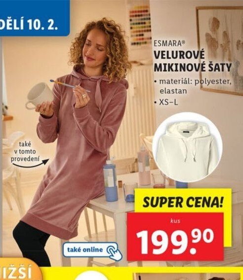 Esmara Velurové mikinové šaty