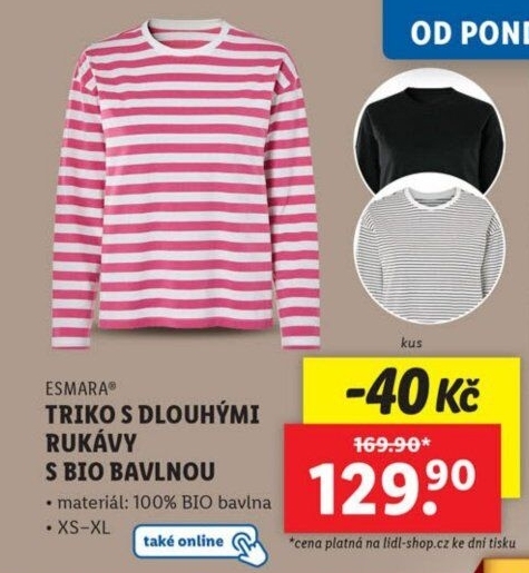 Dámské tričko s dlouhým rukávem Esmara