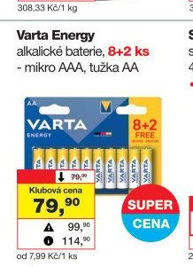 Varta Energy alkalické baterie, 8+2 ks