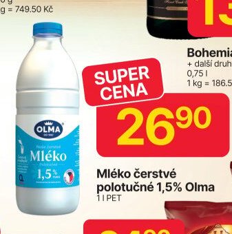 Mléko čerstvé polotučné 1,5% Olma