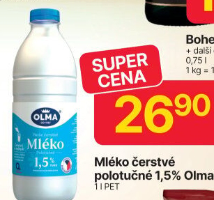 Mléko čerstvé Olma - 1,5% polotučné