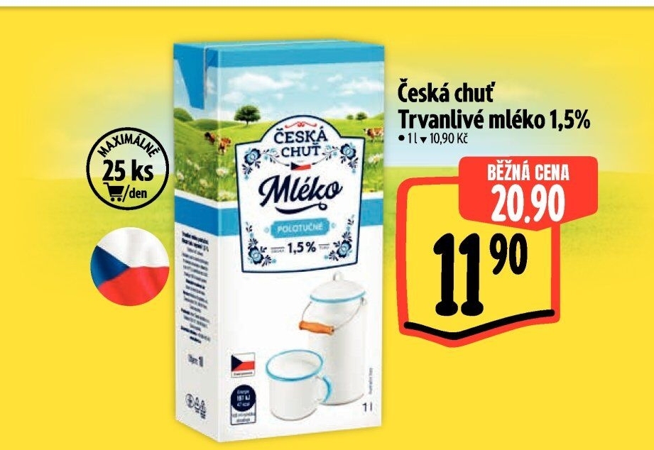 Mléko trvanlivé Česká chuť - 1,5% polotučné