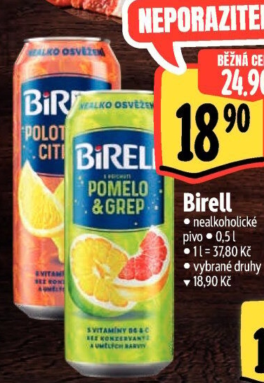 Nealkoholické pivo ochucené Birell