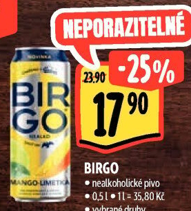 Nealkoholické pivo ochucené Birgo