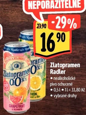 Pivo ochucené Radler Zlatopramen