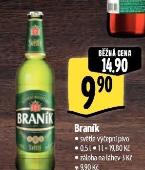 Pivo světlé výčepní 10° Braník