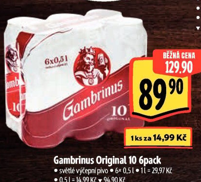 Pivo světlé výčepní Originál 10° Gambrinus - Albert akcniletaky.com