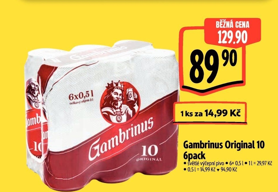 Pivo světlé výčepní Originál 10° Gambrinus