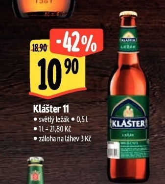 Pivo světlý ležák 11° Klášter