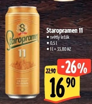 Pivo světlý ležák 11° Staropramen