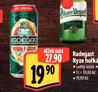 Pivo světlý ležák 12° Ryze hořká Radegast