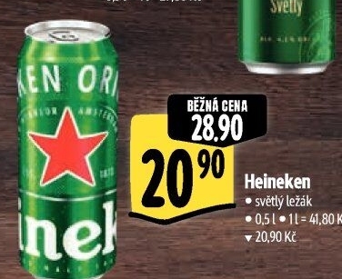 Pivo světlý ležák Heineken