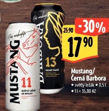 Pivo světlý ležák Mustang 11° Ostravar