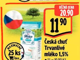 Mléko trvanlivé Česká chuť - 1,5% polotučné