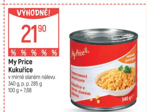 Kukuřice sterilovaná My Price