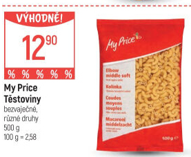 Těstoviny bezvaječné My Price